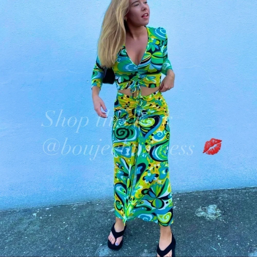ZARA Crop Top with Headband + Draped Skirt 3pc Set